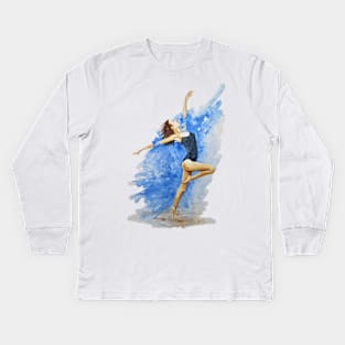 Ballerina Dancing Girl Kids Long Sleeve T-Shirt